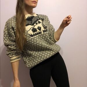 VTG Telemark Folk Art Wool Pullover Sweater Nordic Scandinavian Yoke Knit Jumper